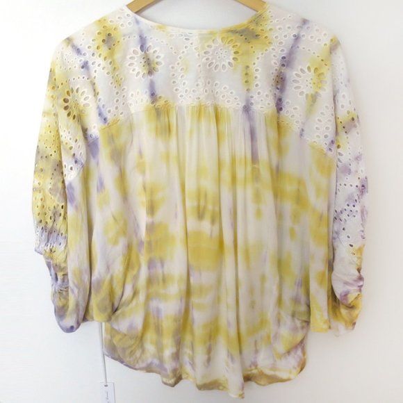 Young Fabulous & Broke Oversized Tie Dye Eyelet Blouse XS - Picture 7 of 10